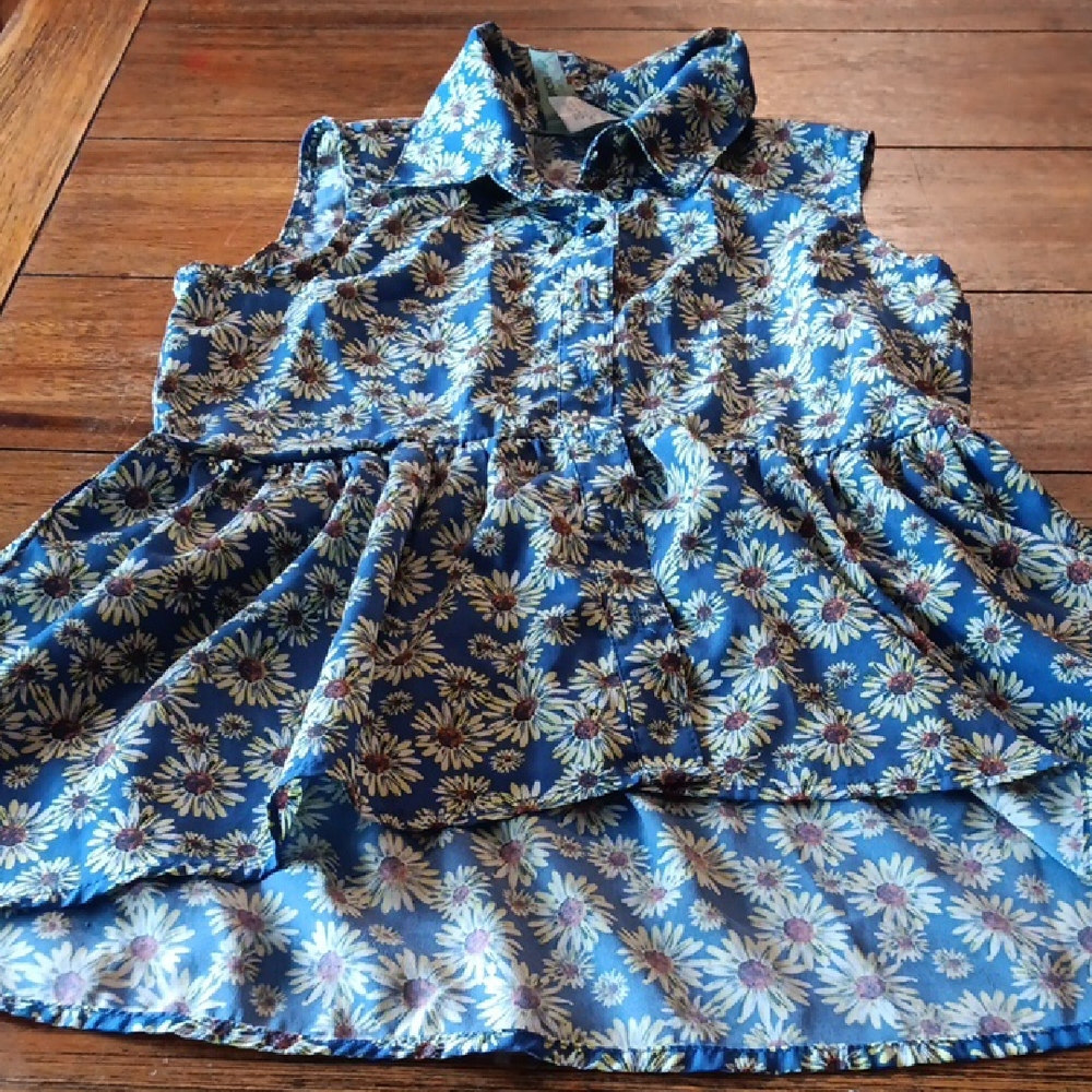 Mia Chica Blue Floral Kids Blouse